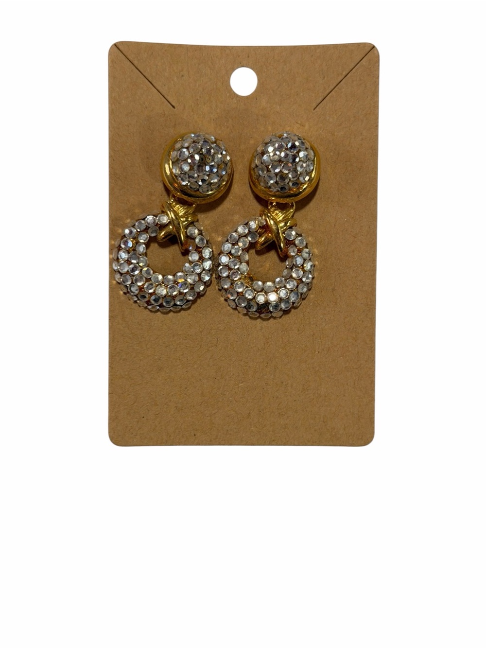 Gold Crystal Drop Hoop Earrings - Women Jewelry